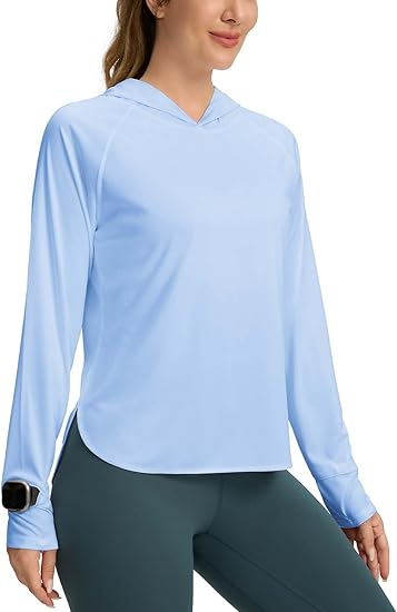 Women's UPF 50+ Sun Shirt SPF Long Sleeve Lightweight Hoodie UV Protection Clothing Hiking Fishing Outdoor