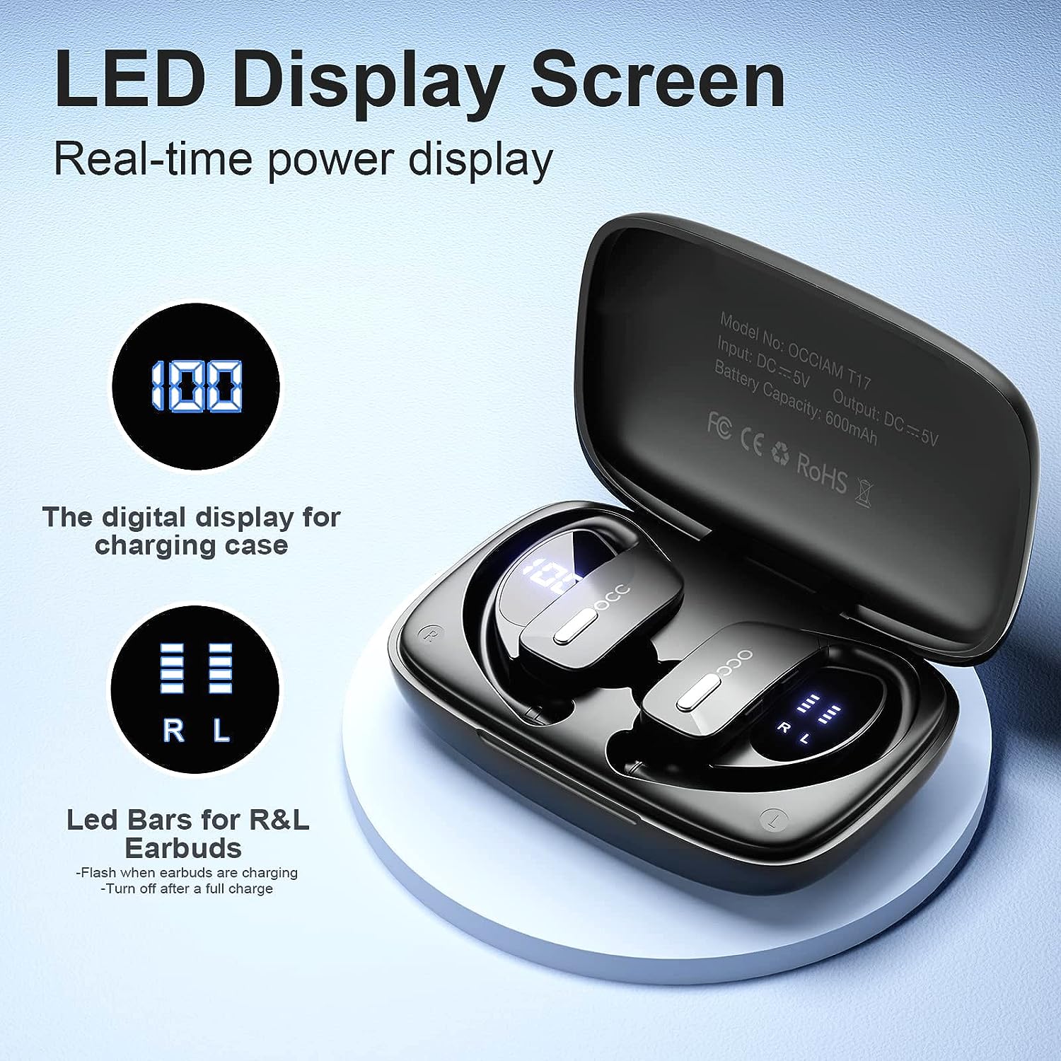 occiam Wireless Earbuds Bluetooth Headphones