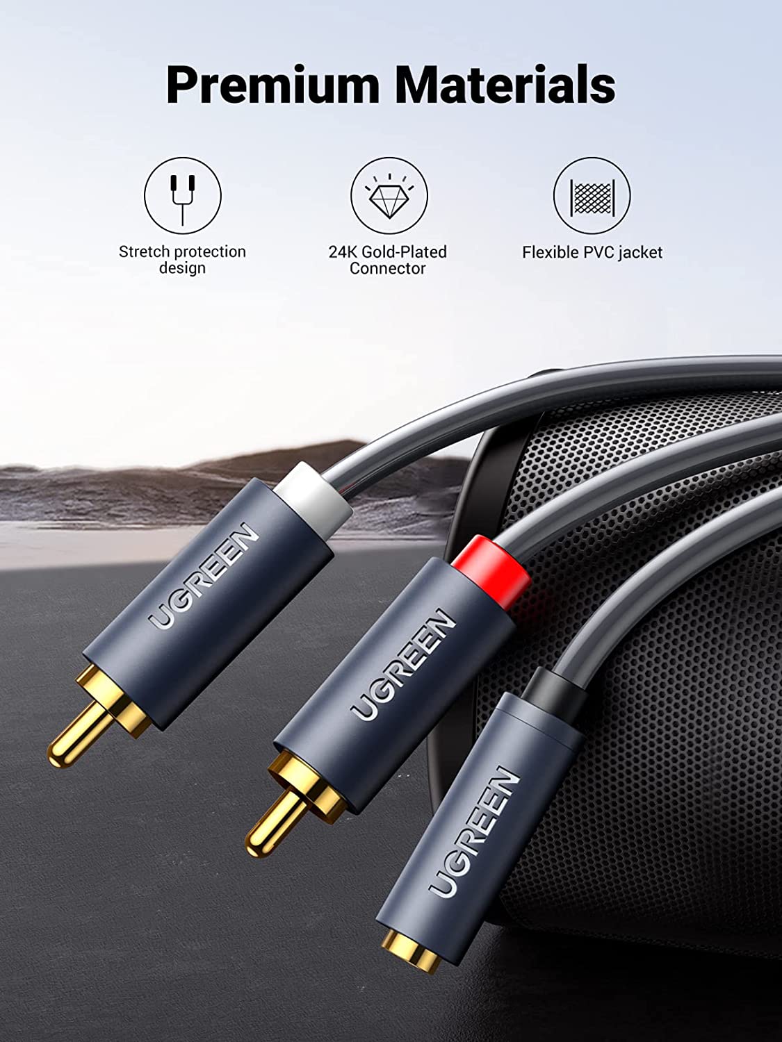 UGREEN 3.5mm Female to 2 RCA Male Cable