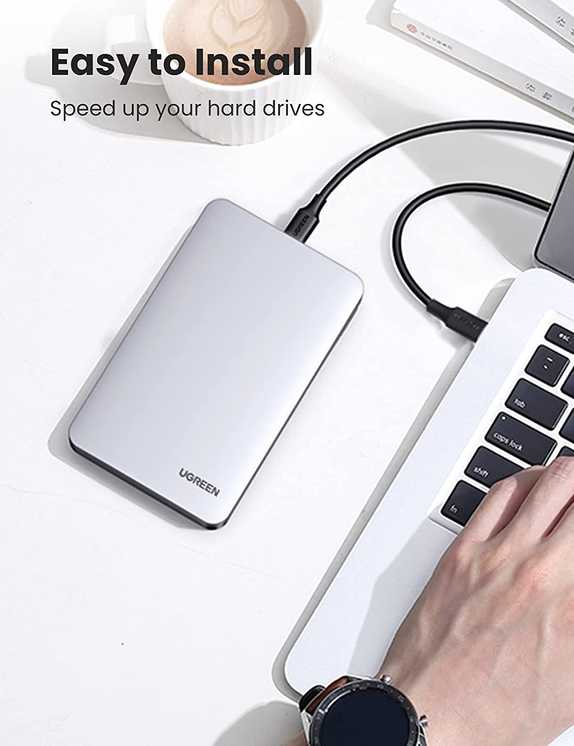 UGREEN USB C Hard Drive Enclosure for 2.5