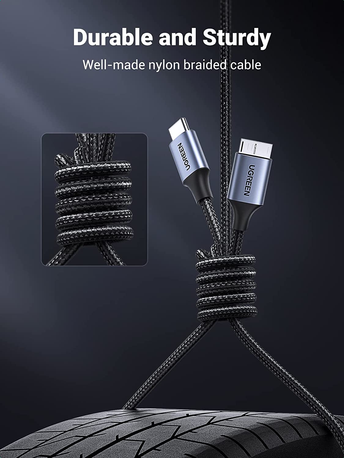 UGREEN Micro B to USB C Hard Drive Cables 10 Gbps