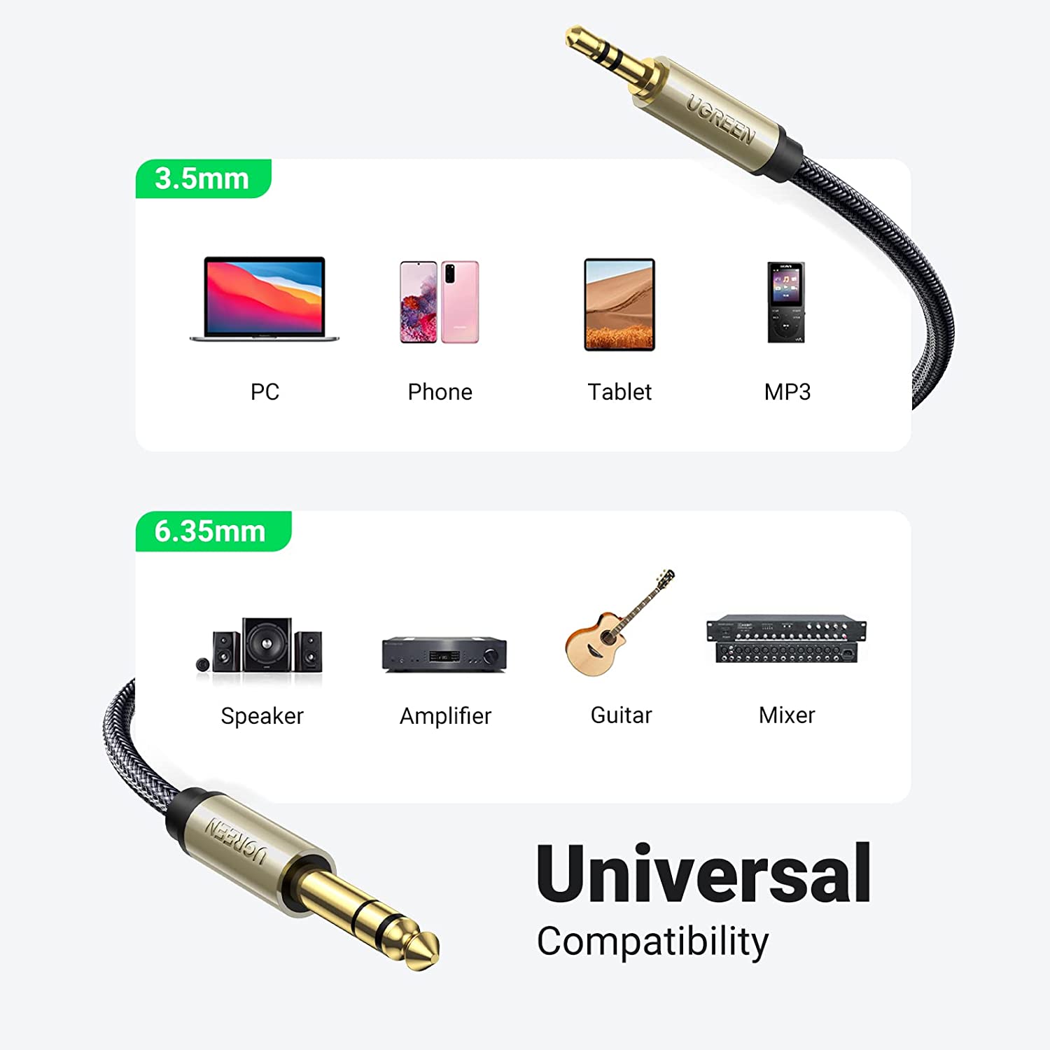 UGREEN 1/8 to 1/4 Stereo Cable