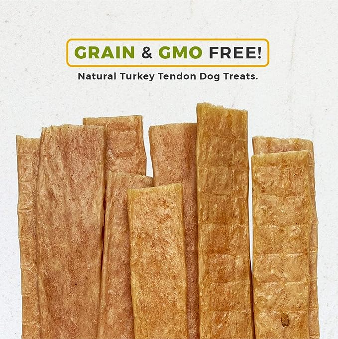 Gobble! 6-Inch Turkey Tendon Strips for Dogs, 6 oz. (170g) Reseal Value Bag, Made in USA, All-Natural Hypoallergenic Dog Chew Treat | Sourced, Processed & Packaged in The USA |