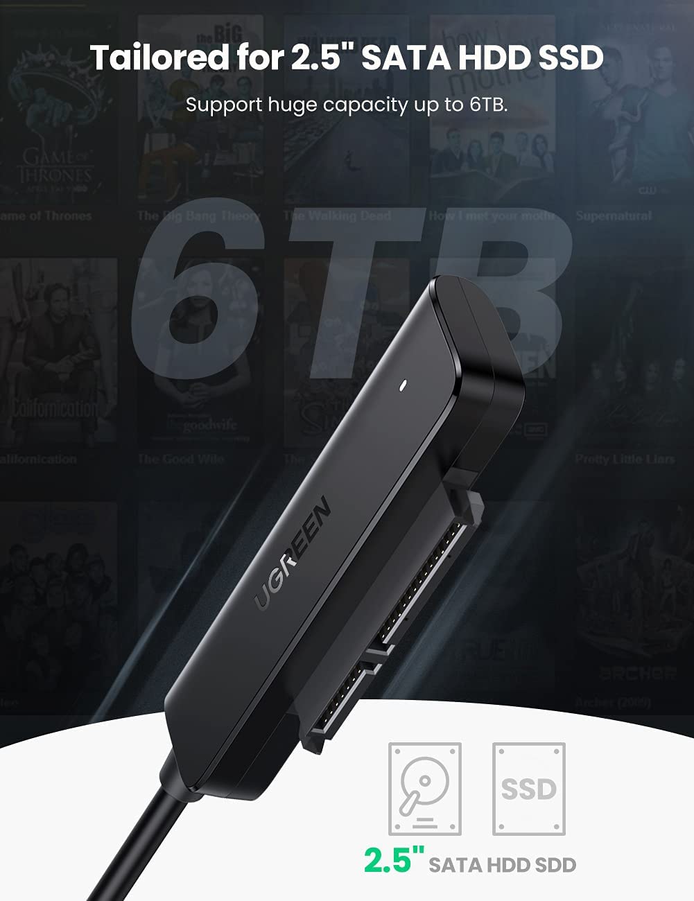 UGREEN SATA to USB 3.0 Adapter Cable for