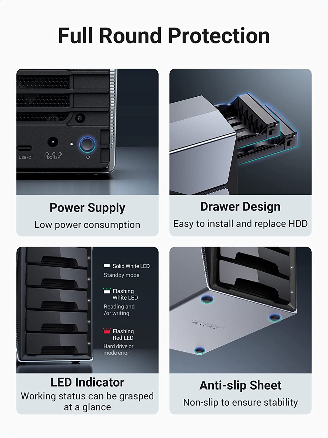 UGREEN 5 Bay USB-C to SATA HDD SSD RAID Enclosure