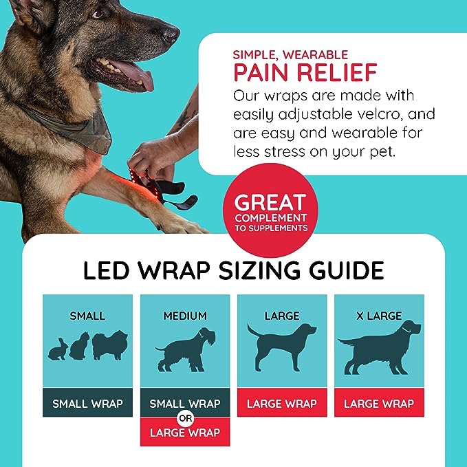 Healed LED Pet Remedy Wrap (Large) - Near Infrared & Red Light Therapy for Dogs, Cats & Rabbits I Non-Invasive Pain Relief for Stiffness, Immobility and Joint Pain I Pet Anxiety Relief - 12x24x5.5cm