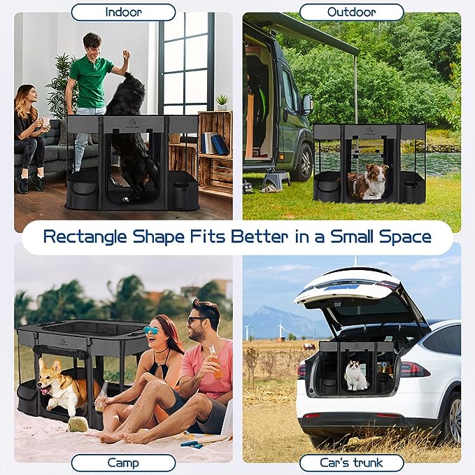 Dog Playpen,Pet Playpen, Foldable Dog Cat Playpens,Portable Exercise Kennel Tent, Water-Resistant Removable Shade Cover, Indoor Outdoor Travel Camping Use for Small Animals + Free Carrying Case