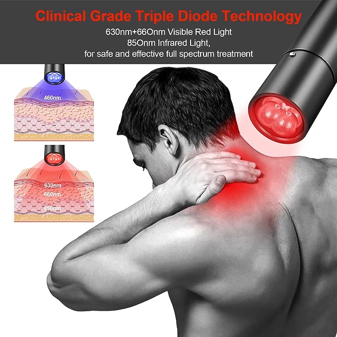 2023Newest Model Red Light Therapy Device Enhanced Strong Energy Red Infrared Light Wand for Body Pain Relief Healing,Suitable for Gift for Women Men Elders Dogs, 940nm 850nm 830nm 660nm