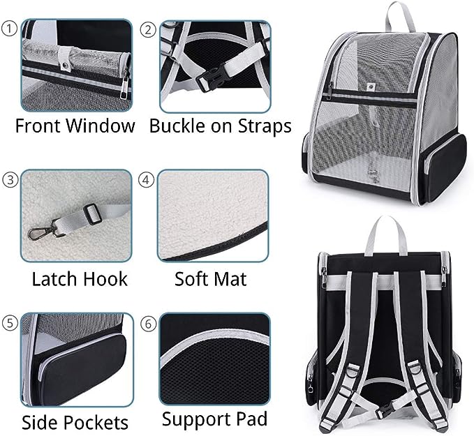 LOLLIMEOW Pet Carrier Backpack for Dogs and Cats,Puppies,Fully Ventilated Mesh,Airline Approved,Designed for Travel, Hiking, Walking & Outdoor Use