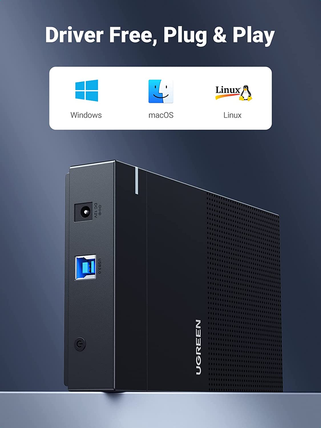 UGREEN External Hard Drive Enclosure for 3.5 2.5 Inch SATA Drives