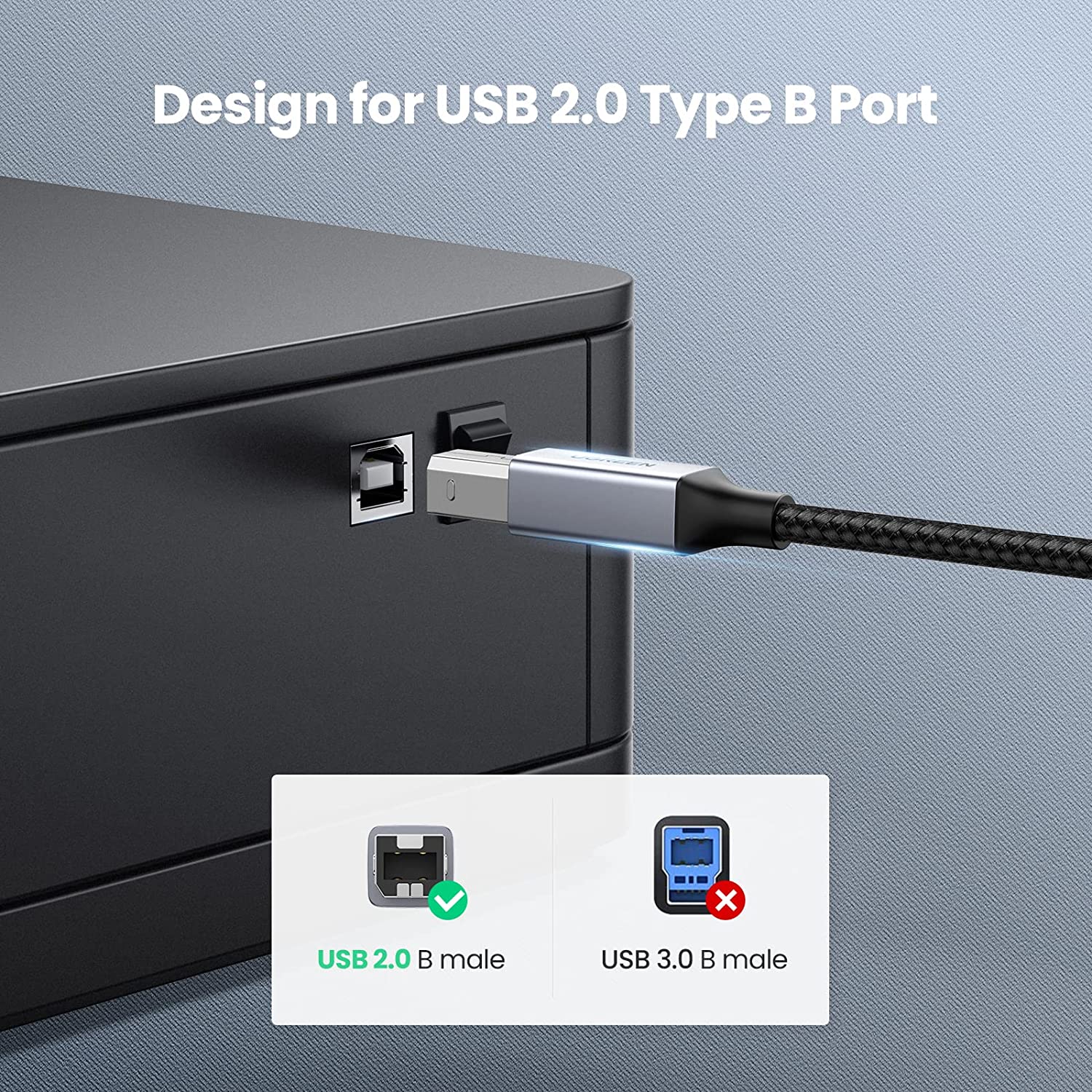 UGREEN USB C Printer Cable to USB B 3 FT