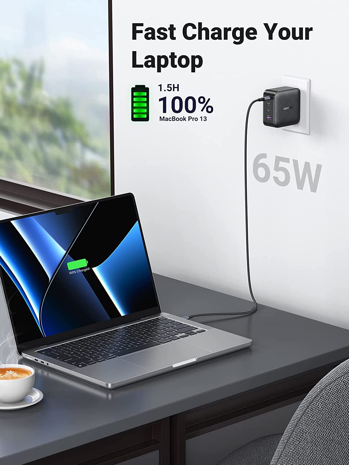 UGREEN 65W USB C Charger 4 Ports USB C Power Adapter