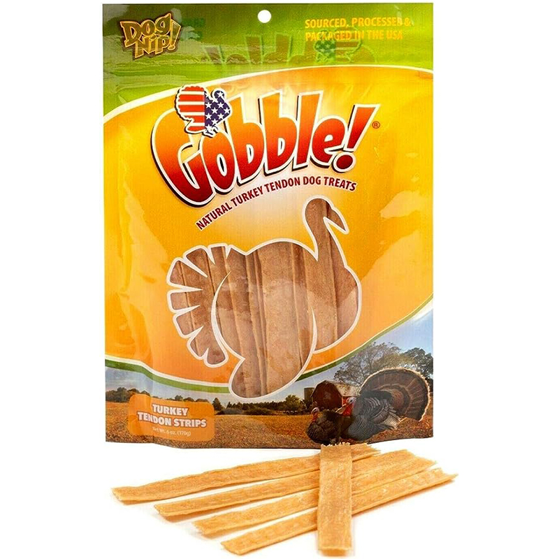 Gobble! 6-Inch Turkey Tendon Strips for Dogs, 6 oz. (170g) Reseal Value Bag, Made in USA, All-Natural Hypoallergenic Dog Chew Treat | Sourced, Processed & Packaged in The USA |