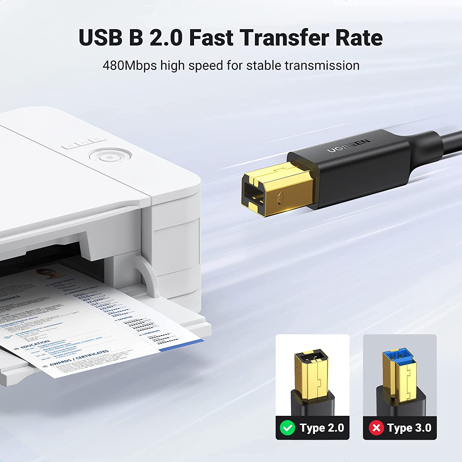 UGREEN USB Printer Cable