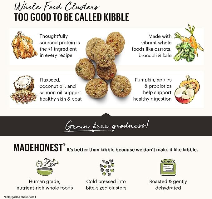 The Honest Kitchen Whole Food Clusters Grain Free Beef Dry Dog Food, 5 lb Bag