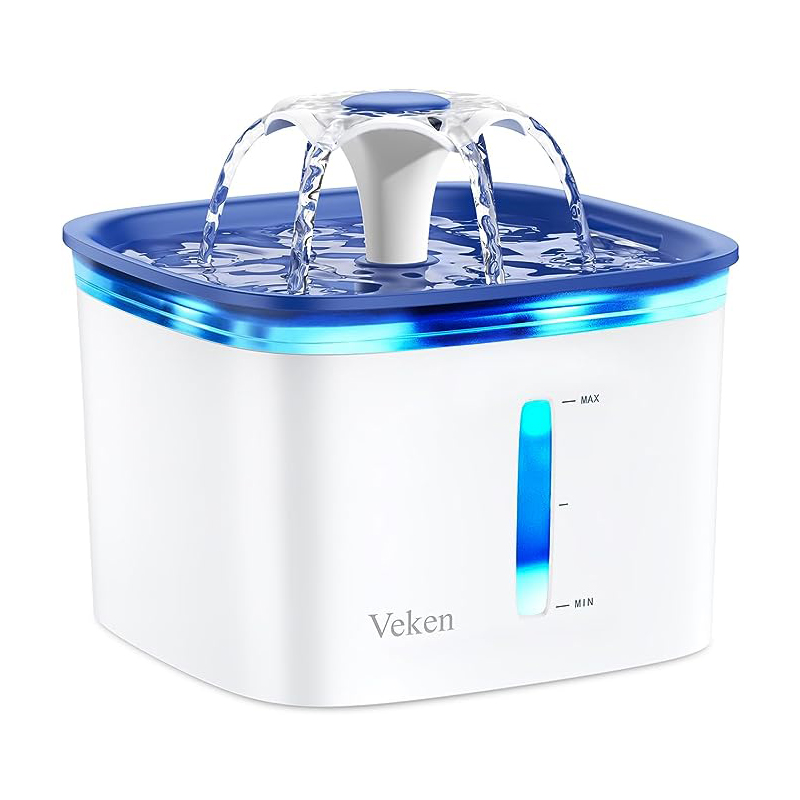 Veken 95oz/2.8L Pet Fountain, Automatic Cat Water Fountain Dog Water Dispenser with Smart Pump for Cats, Dogs, Multiple Pets (Blue, Plastic)
