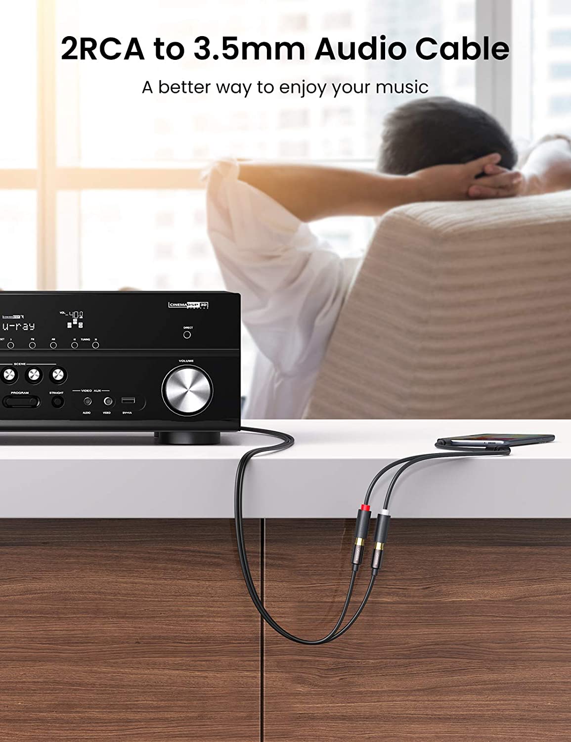 UGREEN 3.5mm Male to 2 RCA Female Jack Stereo Audio Cable