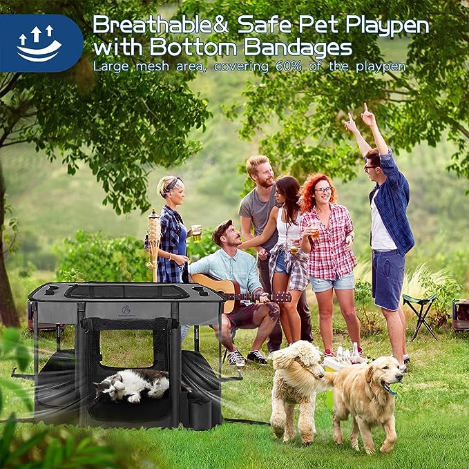 Dog Playpen,Pet Playpen, Foldable Dog Cat Playpens,Portable Exercise Kennel Tent, Water-Resistant Removable Shade Cover, Indoor Outdoor Travel Camping Use for Small Animals + Free Carrying Case