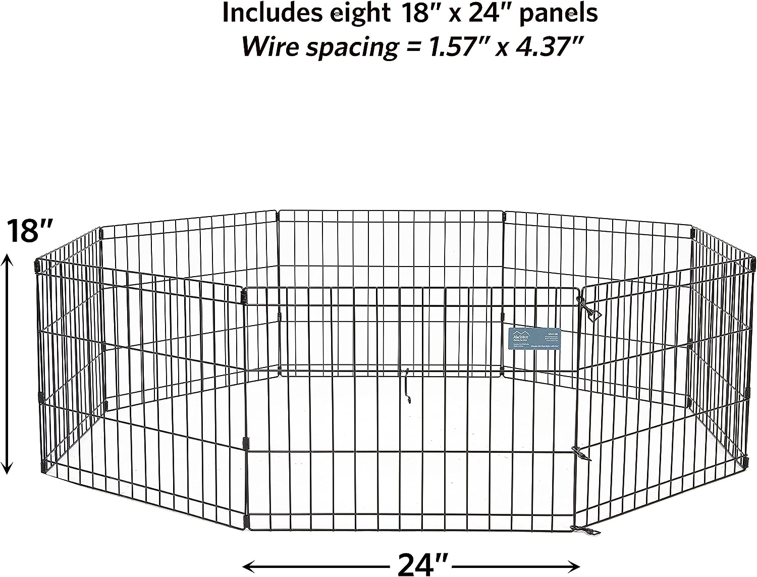 MidWest Homes for Pets Foldable Metal Dog Exercise Pen / Pet Playpen. Black w/ door, 24'W x 30'H, 1-Year Manufacturer's Warranty