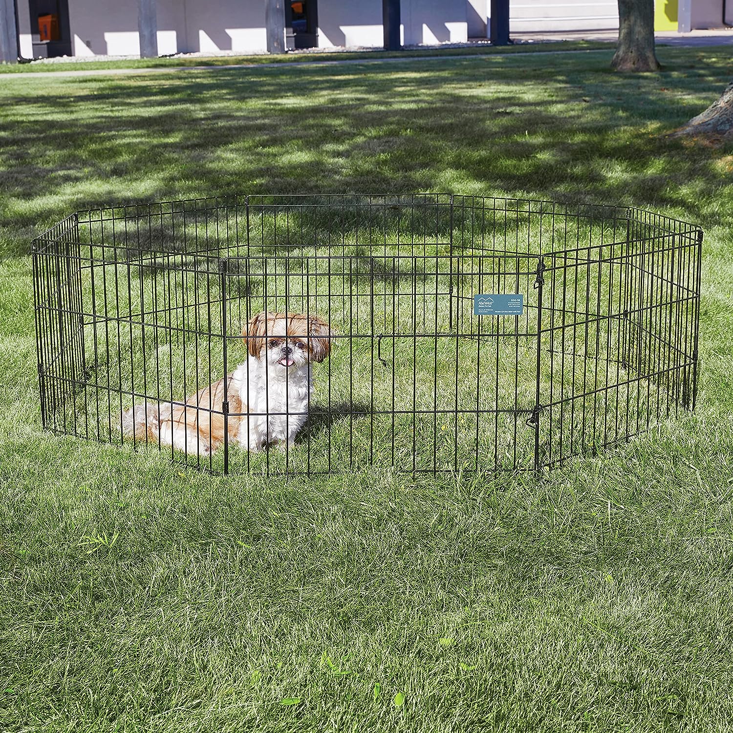 MidWest Homes for Pets Foldable Metal Dog Exercise Pen / Pet Playpen. Black w/ door, 24'W x 30'H, 1-Year Manufacturer's Warranty