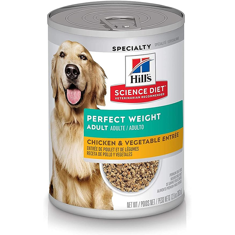 Hill's Science Diet Wet Dog Food, Adult, Perfect Weight for Weight Management, Chicken & Vegetable Recipe, 12.8 oz. Cans, 12-Pack