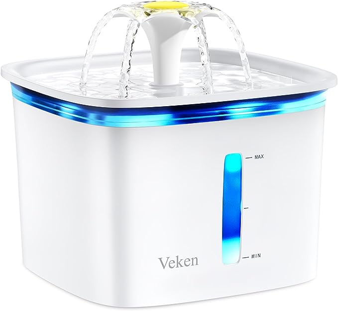 Veken 95oz/2.8L Pet Fountain, Automatic Cat Water Fountain Dog Water Dispenser with Smart Pump for Cats, Dogs, Multiple Pets (Blue, Plastic)