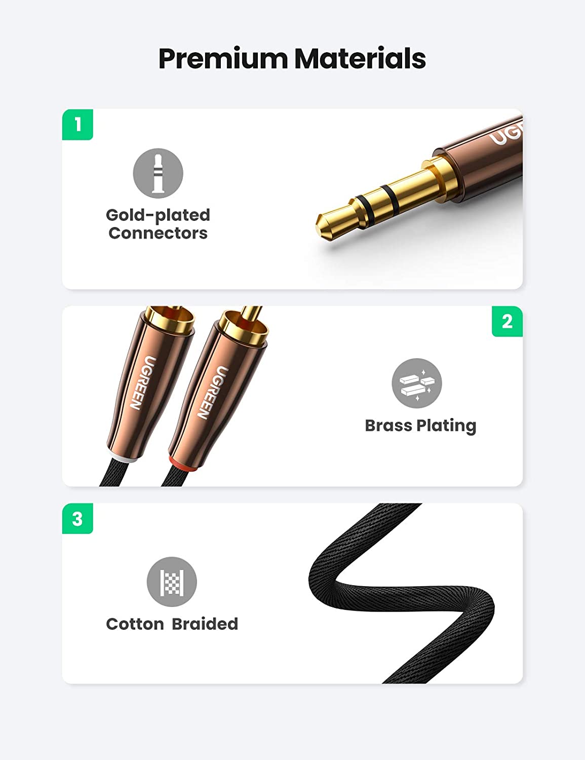 UGREEN 3.5mm to 2 Male RCA Cable