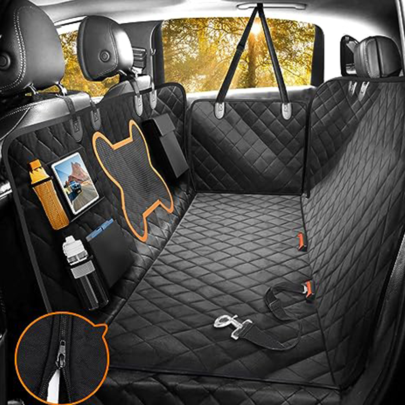 QINGTI Dog Car Seat Cover for Back Seat for Cars, SUVs & Trucks - Zipper Design Car Seat Protector for Dogs w/Mesh Window & Waterproof – Durable & Scratch-Proof – Pet Car Seat Cover Dog Hammock
