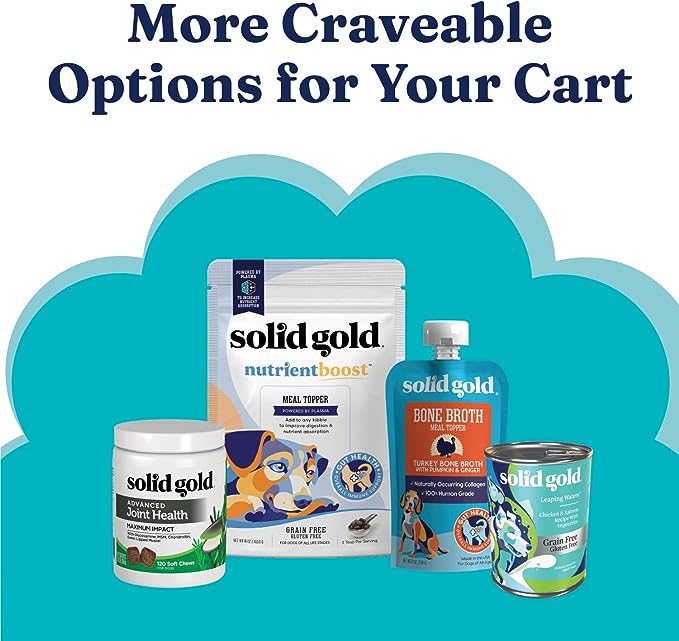 Solid Gold Leaping Waters - Dry Dog Food for Sensitive Stomach - Grain & Gluten Free - with Salmon & Vegetables - Digestive Probiotics for Gut Health - Omega, Superfood & Antioxidant Support for Dogs