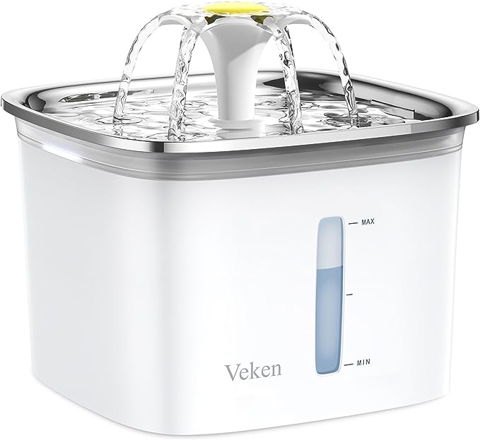 Veken 95oz/2.8L Pet Fountain, Automatic Cat Water Fountain Dog Water Dispenser with Smart Pump for Cats, Dogs, Multiple Pets (Blue, Plastic)
