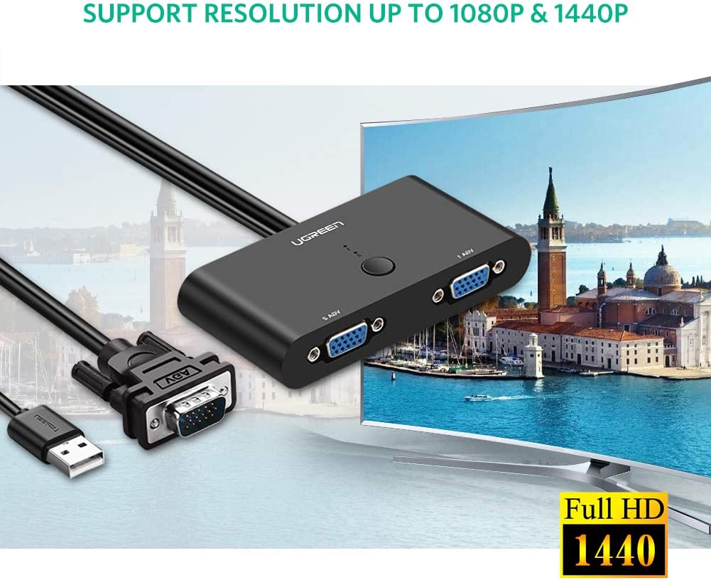 UGREEN VGA 2 in 1 Out Switch 2 Port