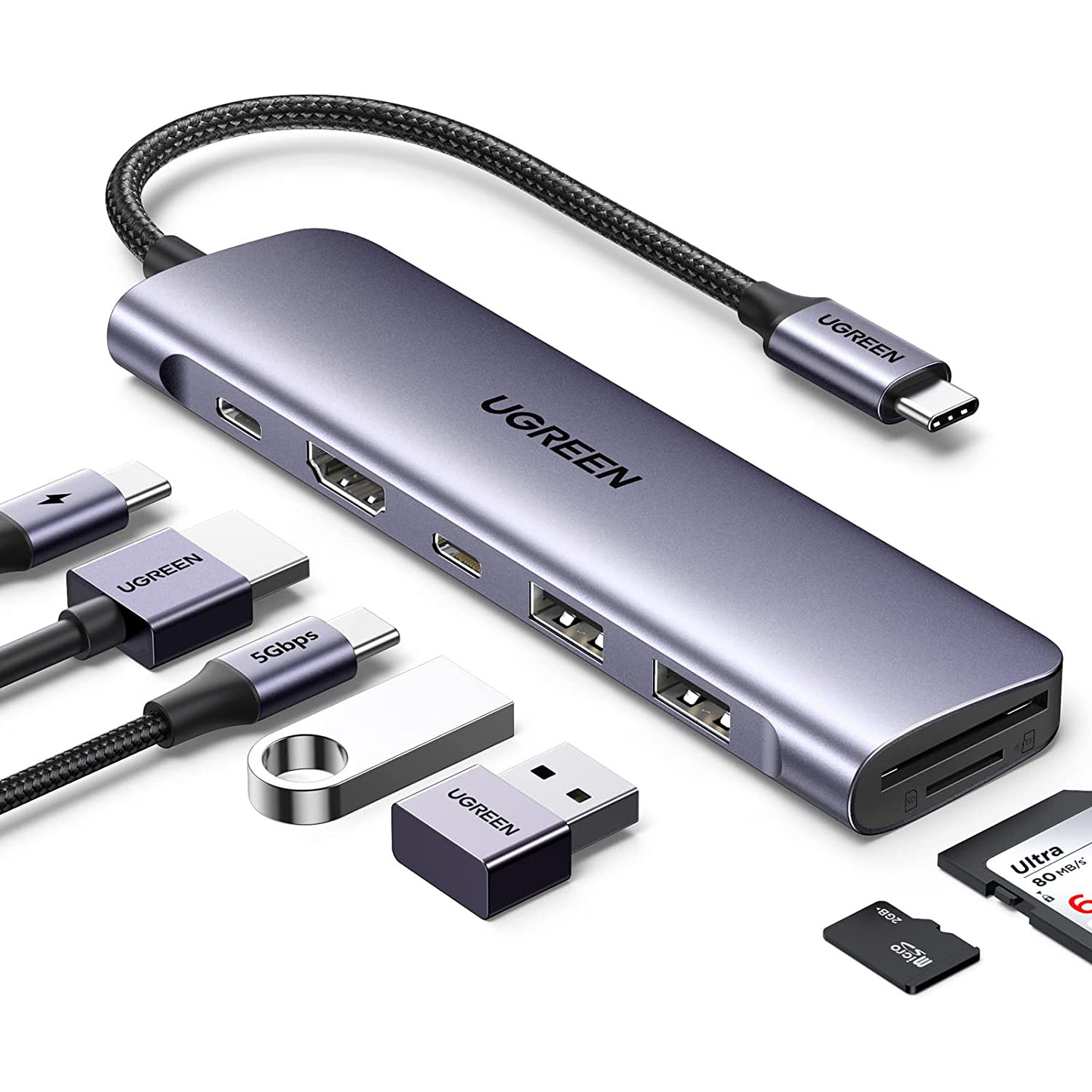 UGREEN USB C Hub, 7 in 1 USB-C Hub with 4K HDMI