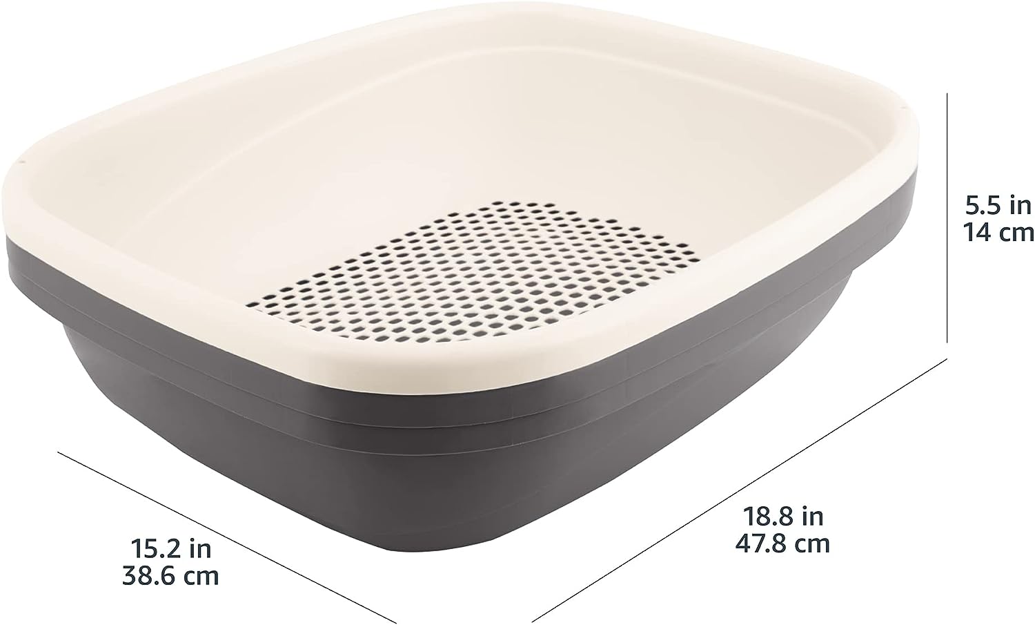 Amazon Basics Sifting Scoop-Free Easy-to-Clean Cat Litter Box, Large, Gray