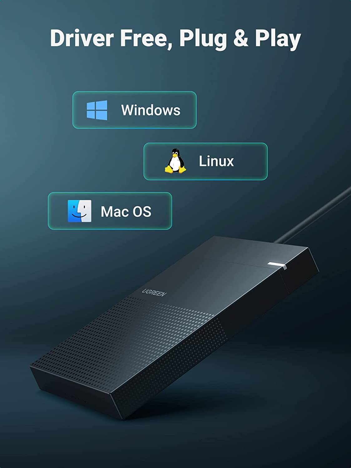 UGREEN 2.5 Inch Hard Drive Enclosure Integrate with 1.6FT Cable