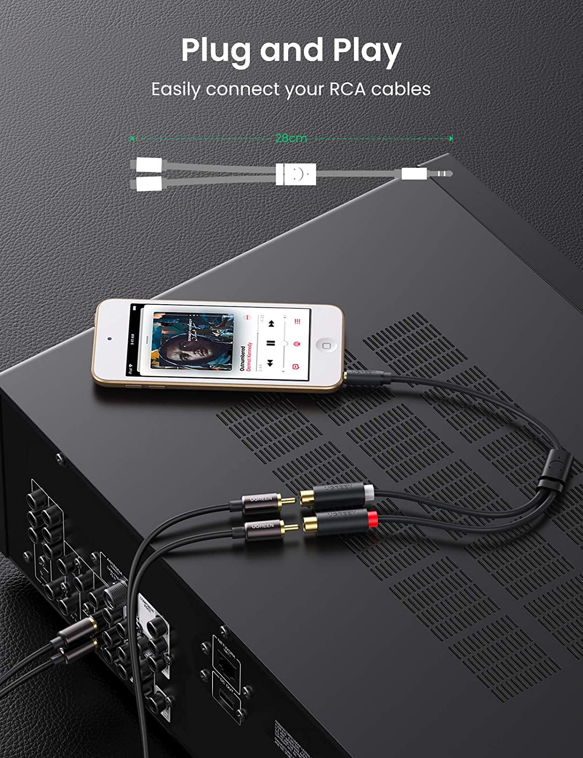 UGREEN 3.5mm Male to 2 RCA Female Jack Stereo Audio Cable