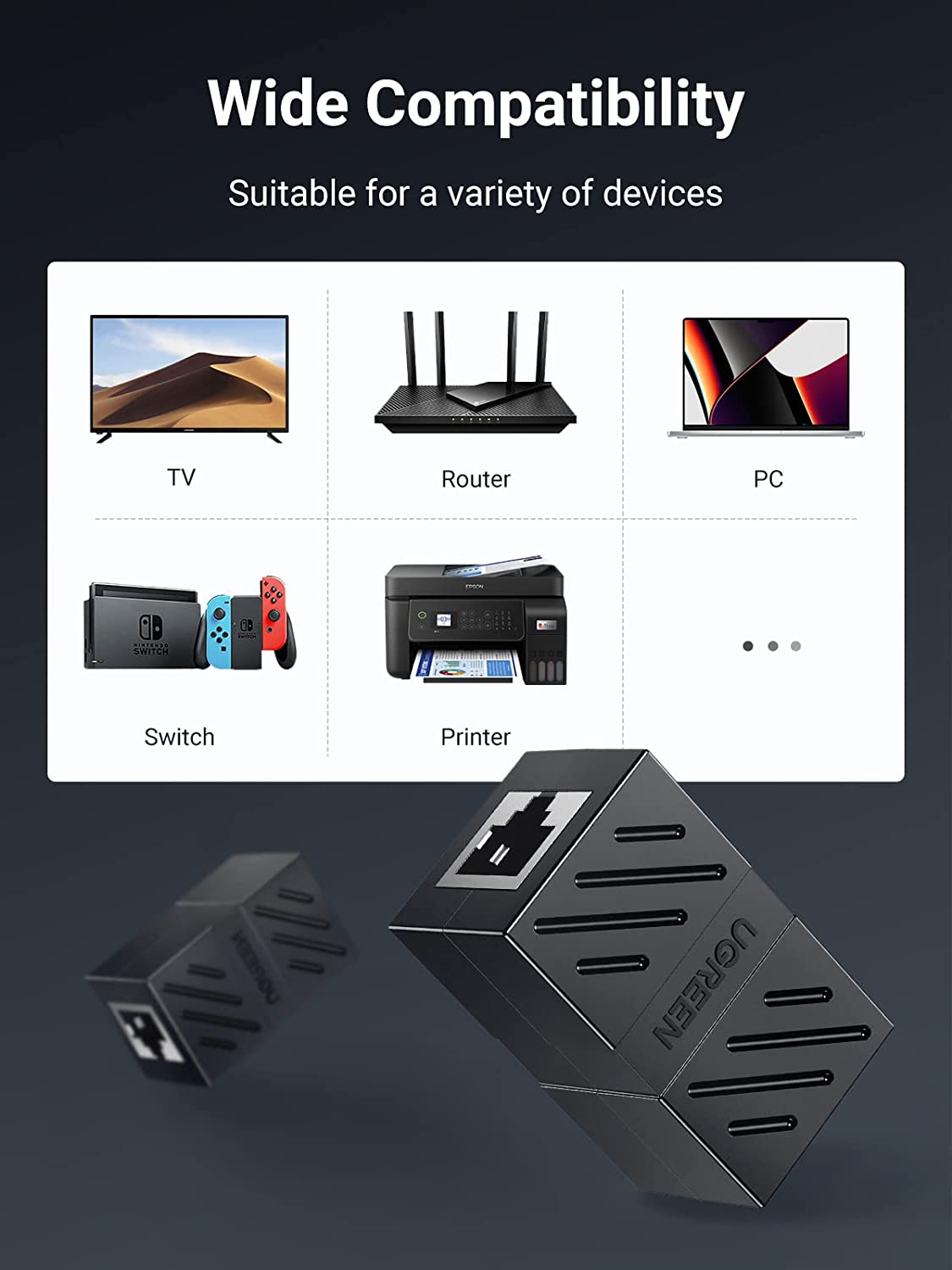 UGREEN RJ45 Coupler Ethernet Extender 1000Mbps