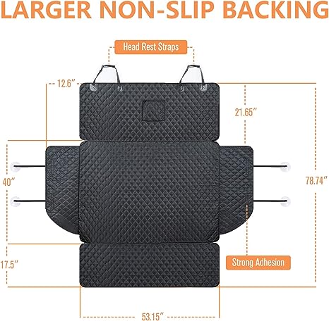 PETICON SUV Cargo Liner for Dogs, Waterproof Pet Cargo Cover Dog Seat Cover Mat for SUVs Sedans Vans with Bumper Flap Protector, Non-Slip, Large Size Universal Fit, Black