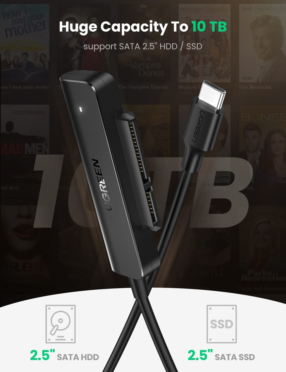 UGREEN SATA to USB C Adapter Cable for