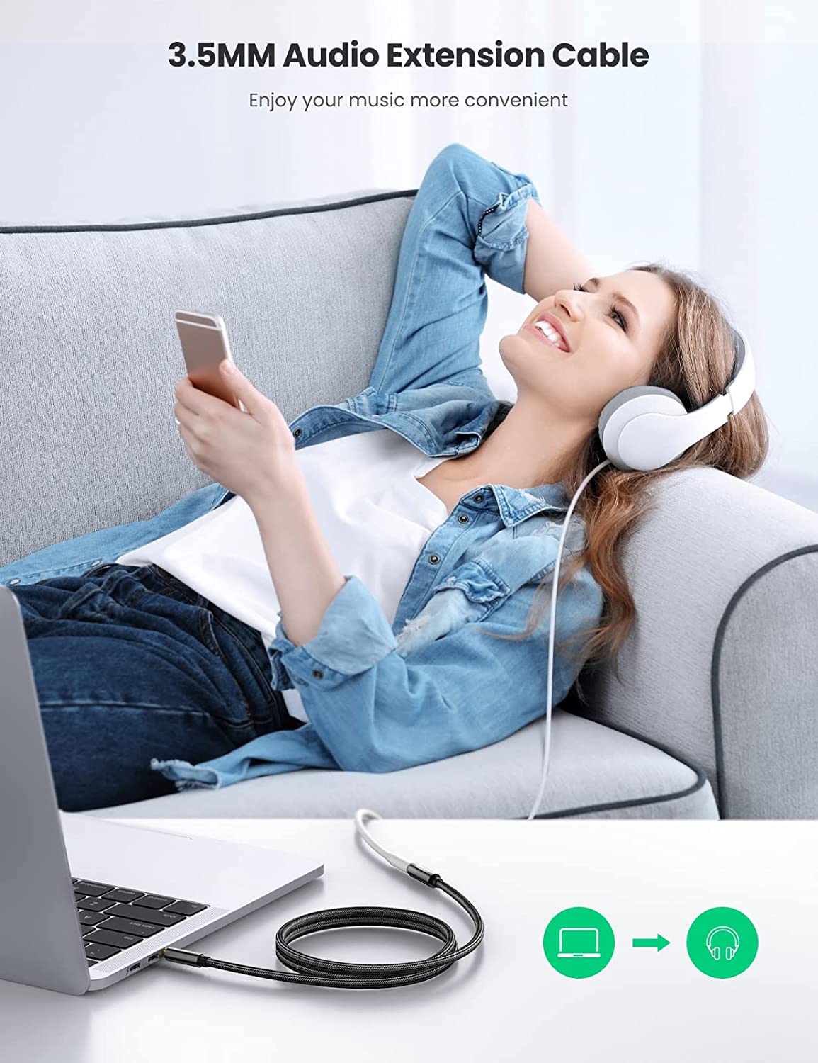 UGREEN Headphone Extension Cable 4 Pole TRRS 3.5mm