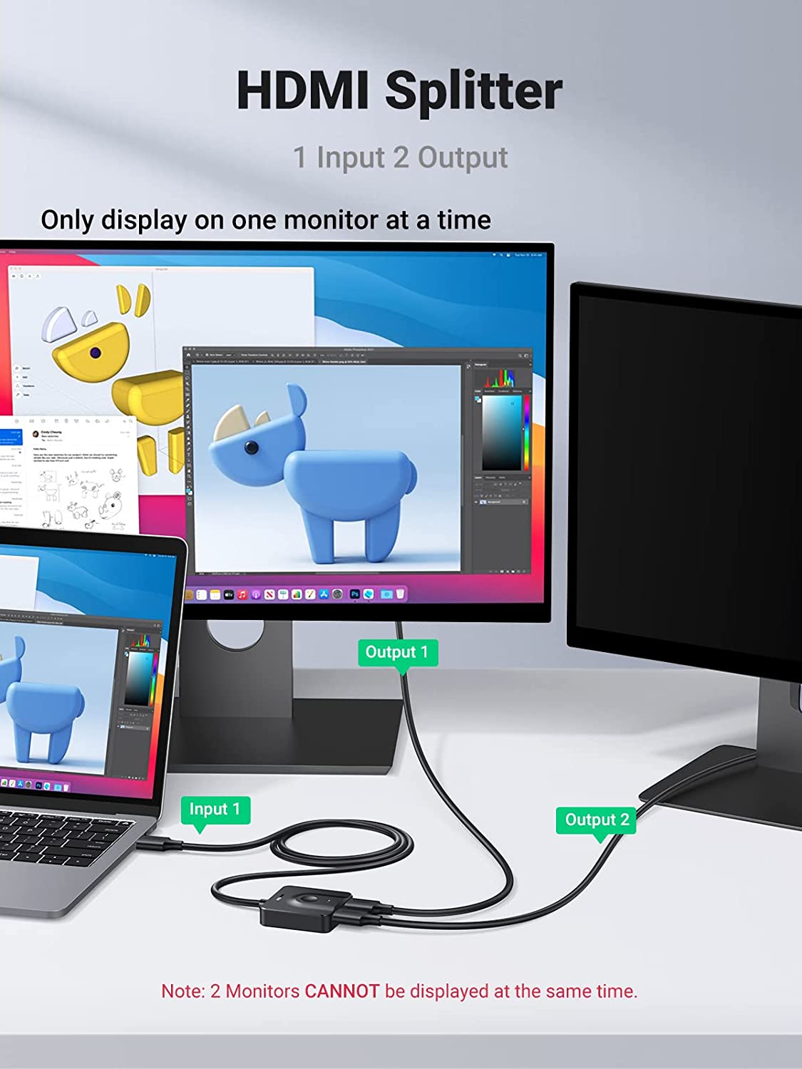 UGREEN HDMI Switch 4K@60Hz with 3.3FT HDMI Cable