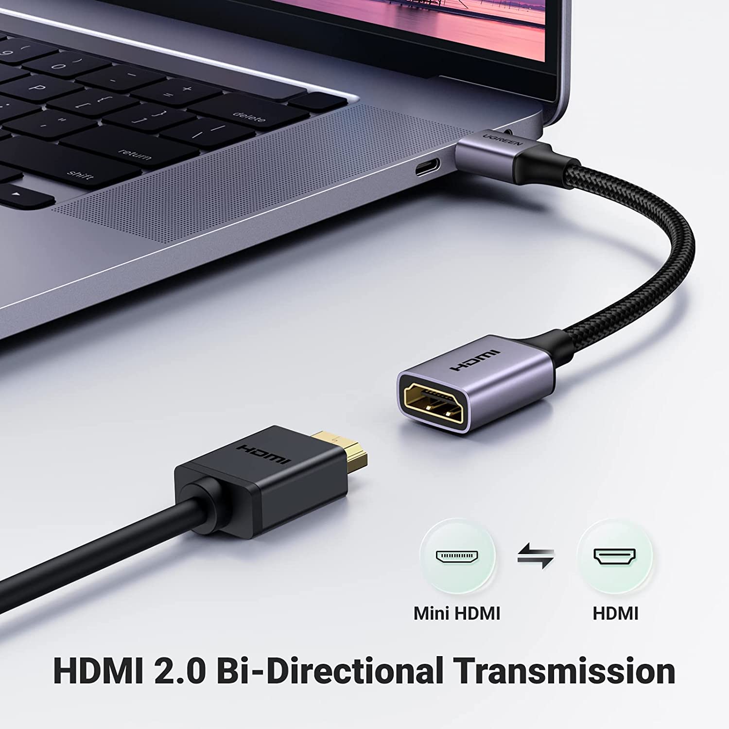 UGREEN Mini HDMI to HDMI Adapter Aluminum Shell