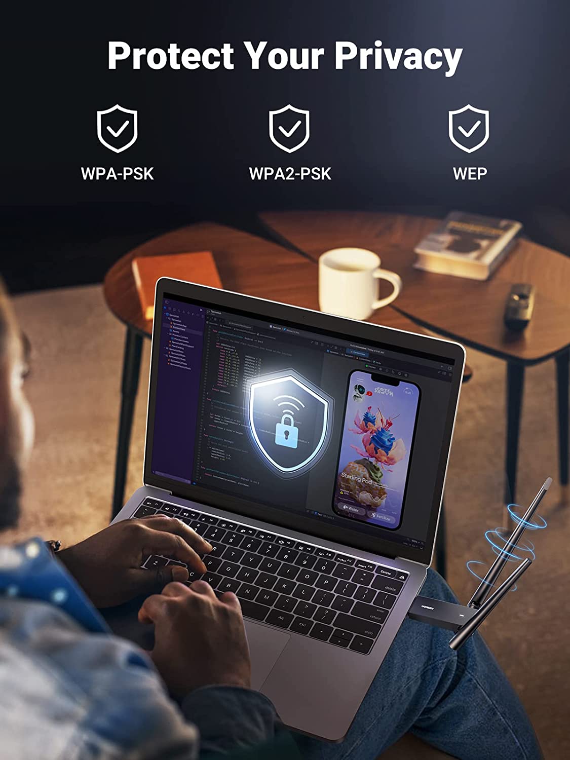 UGREEN USB WiFi Adapter for Desktop PC Laptop AC1300