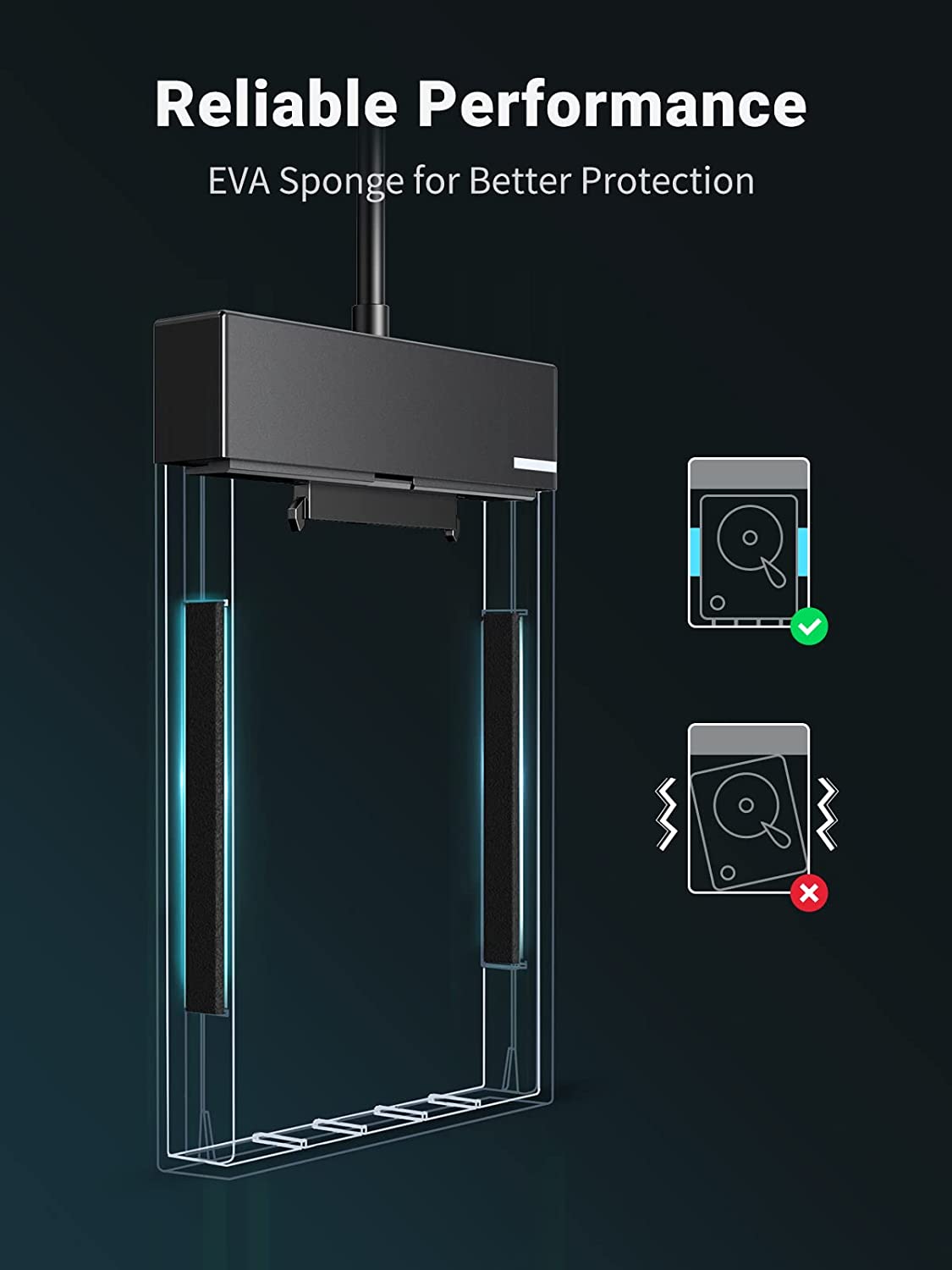 UGREEN 2.5 Inch Hard Drive Enclosure Integrate with 1.6FT Cable