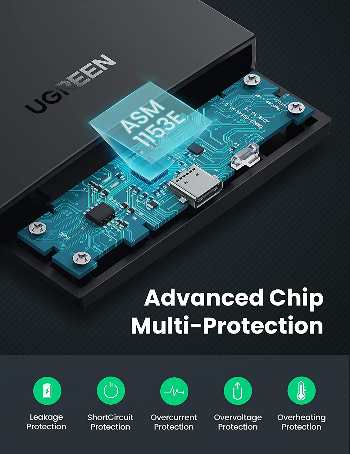 UGREEN USB C Hard Drive Enclosure USB C 3.1 Gen 2 to