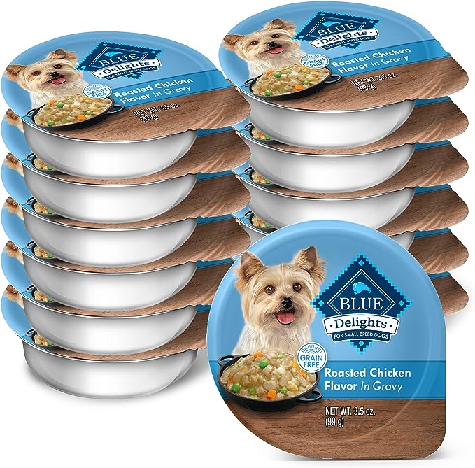 Blue Buffalo Delights Natural Adult Small Breed Wet Dog Food Cup, Filet Mignon Flavor in Hearty Gravy 3.5-oz (Pack of 12)