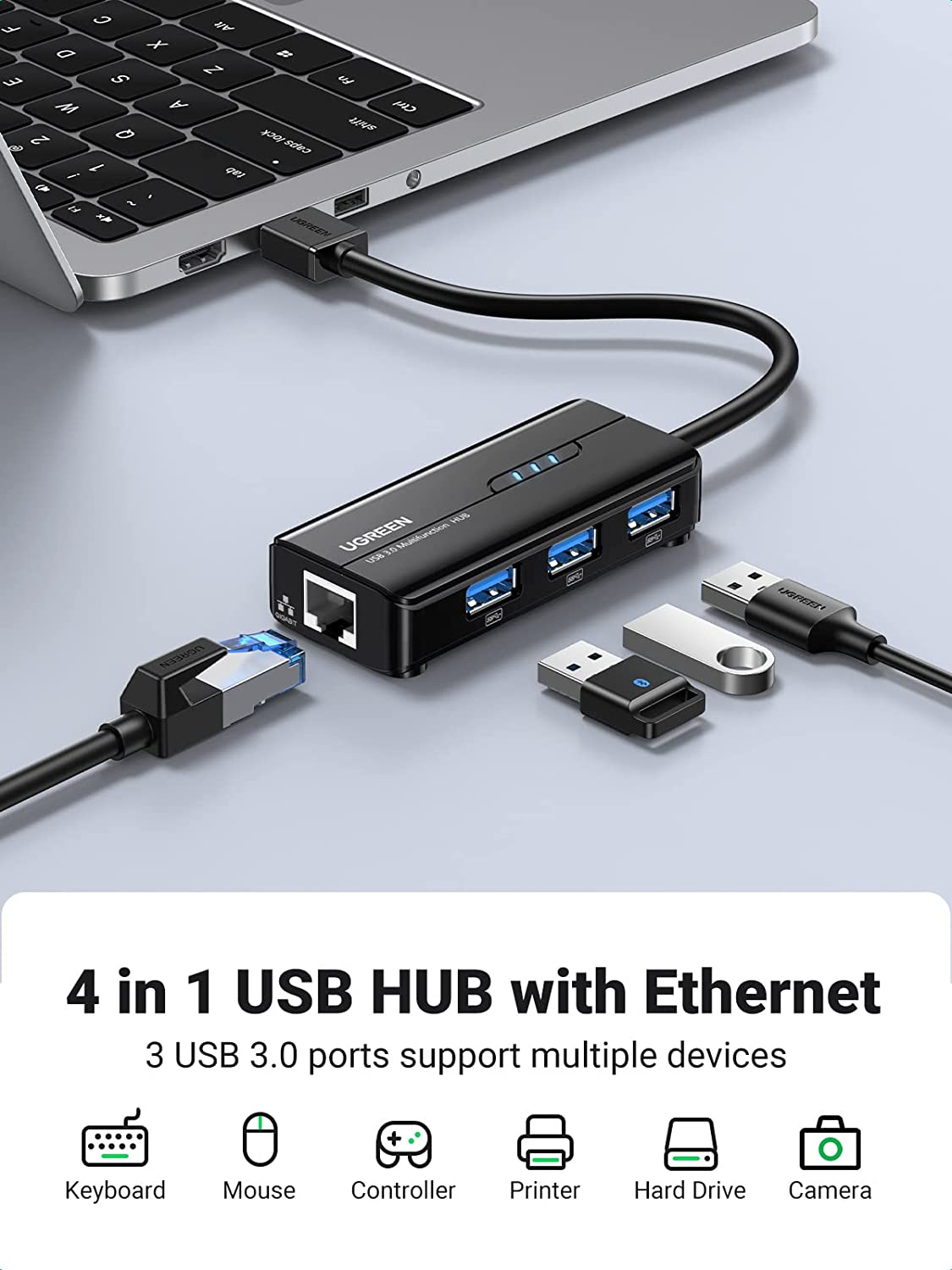 UGREEN USB 3.0 Hub Ethernet Adapter