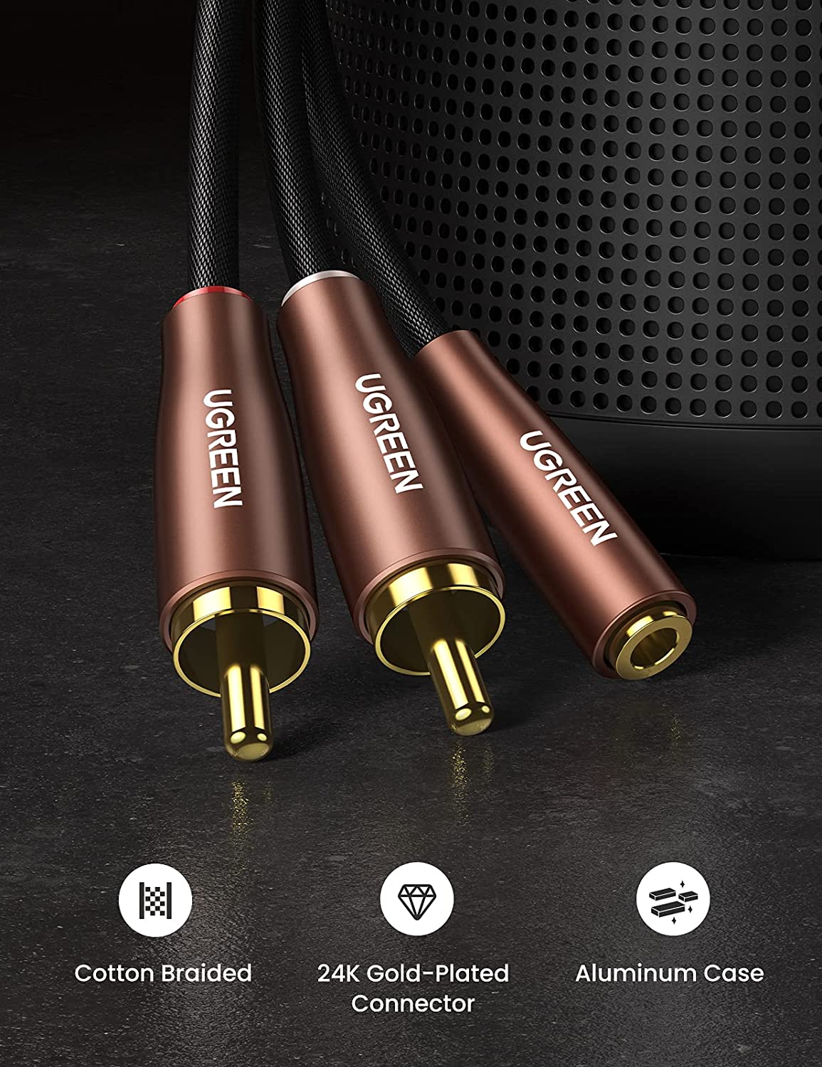 UGREEN 3.5mm Female to 2 RCA Male Stereo
