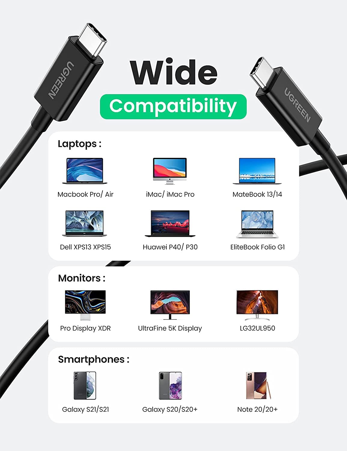 UGREEN 100W Thunderbolt 4 USB C Cable 8K Video