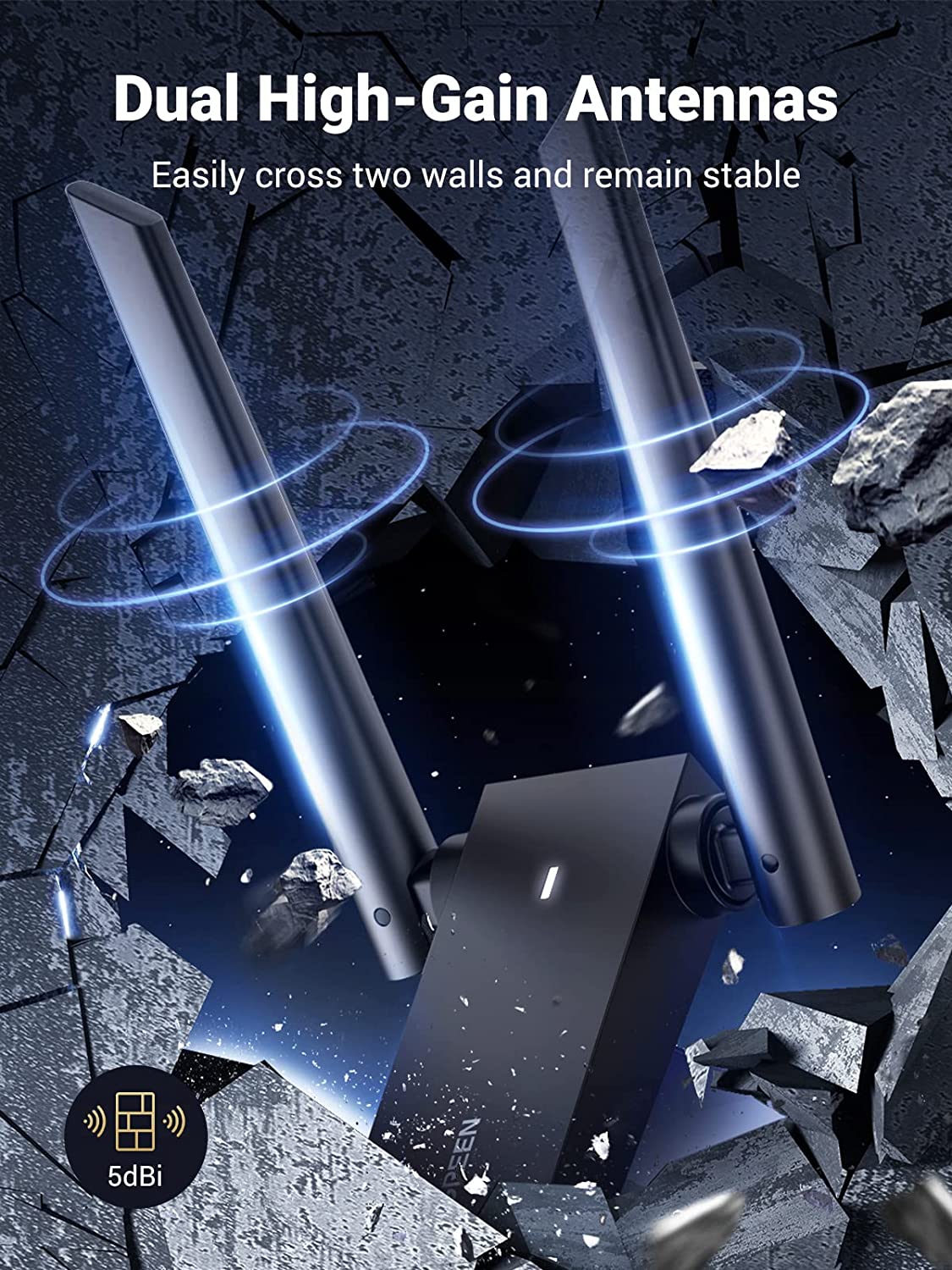 UGREEN USB WiFi Adapter for Desktop PC Laptop AC1300