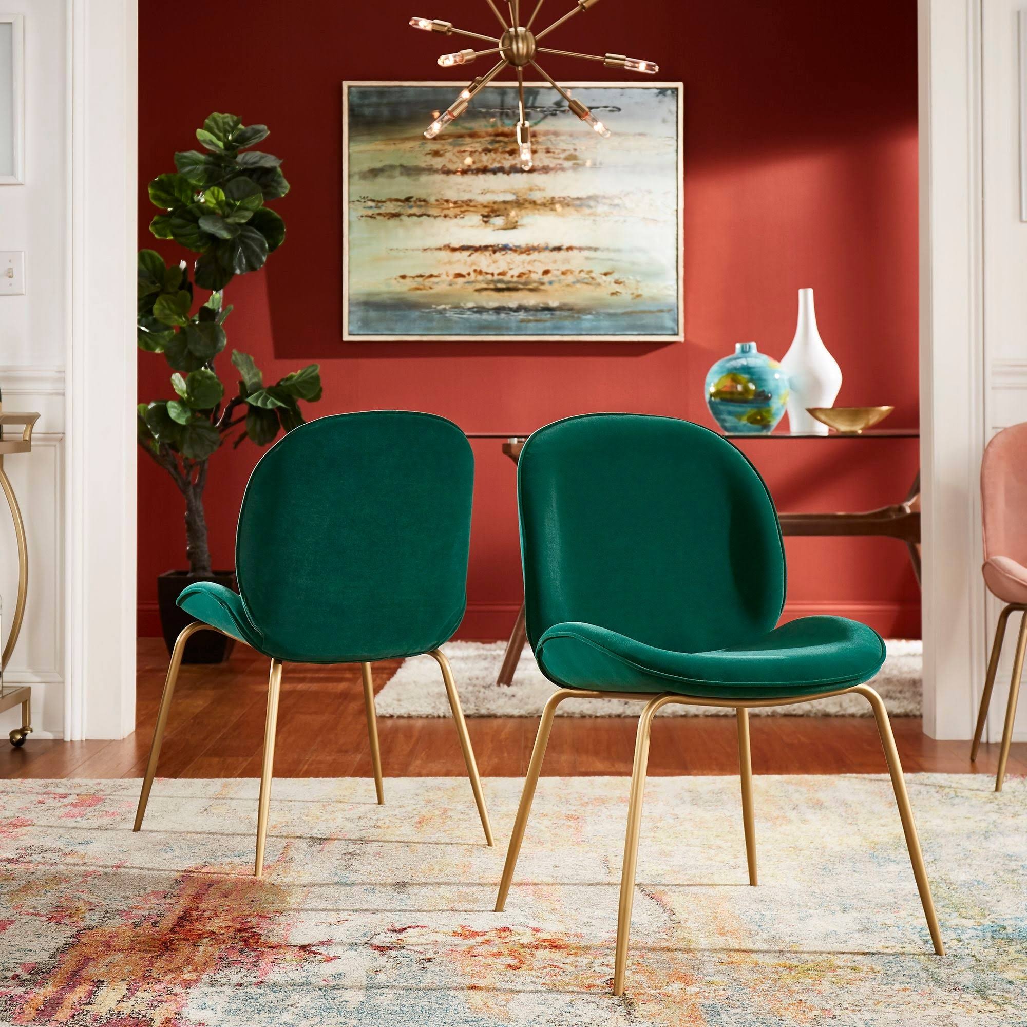 Veronika Velvet Dining Chairs (Set of 2) by Inspire Q Bold Green